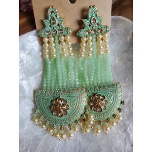 Long indian chandelier style meenakari earrings